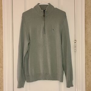 Vineyard Vines Men's Preppy  1/4 Zip Sweater Sage Green Small